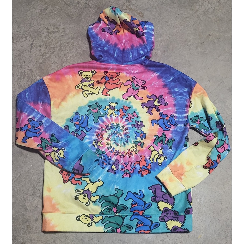 Tie Dye Dancing Bears Hoodie 2XL Womens -Fits Large L Mens ~Unisex - Picture 3 of 9